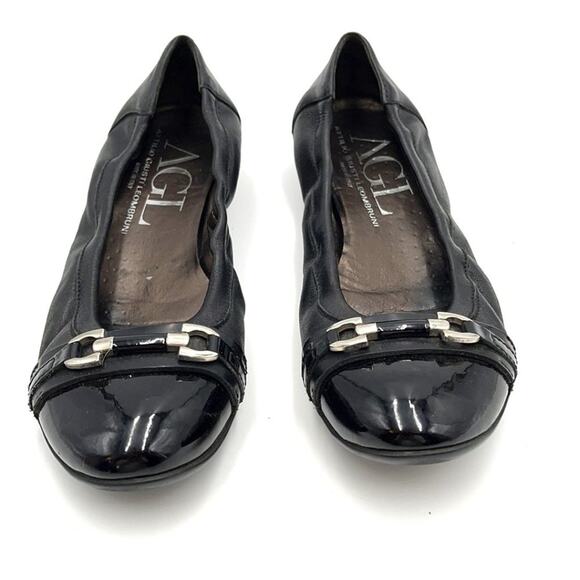 AGL black leather flats size 38.5 Made in Italy - Picture 3 of 8